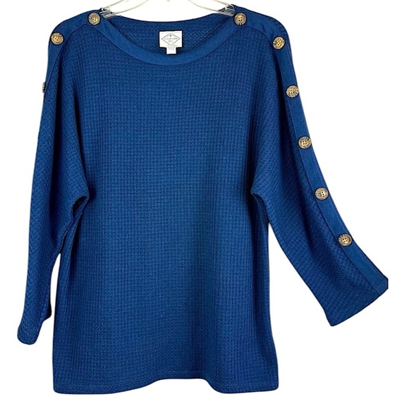 St. John's Bay waffle weave long sleeve pullover top Size M - Picture 1 of 8